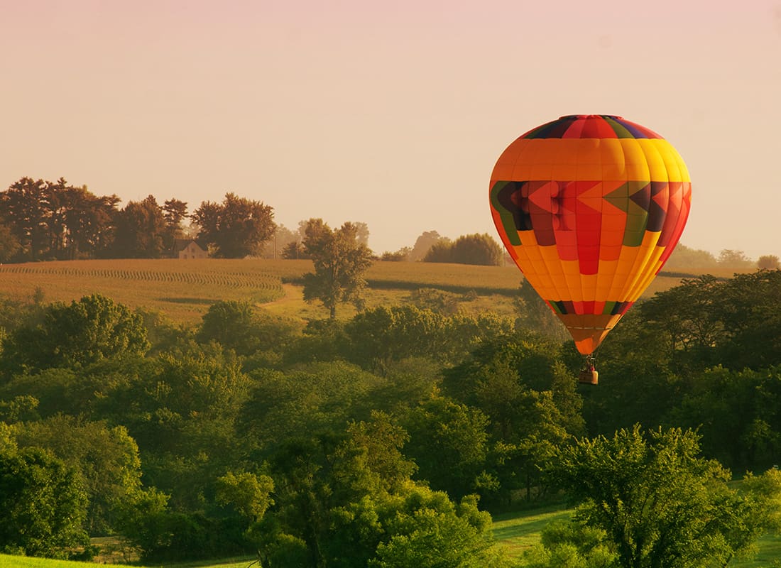 Contact - Hot Air Balloon Floating Over a Field